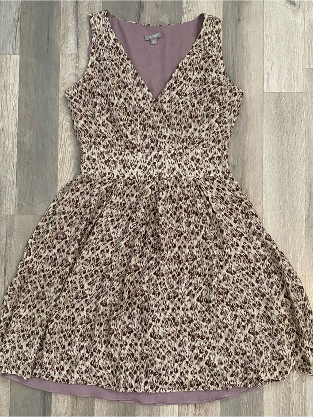 Silk Brown Cheetah Print Mini Dress